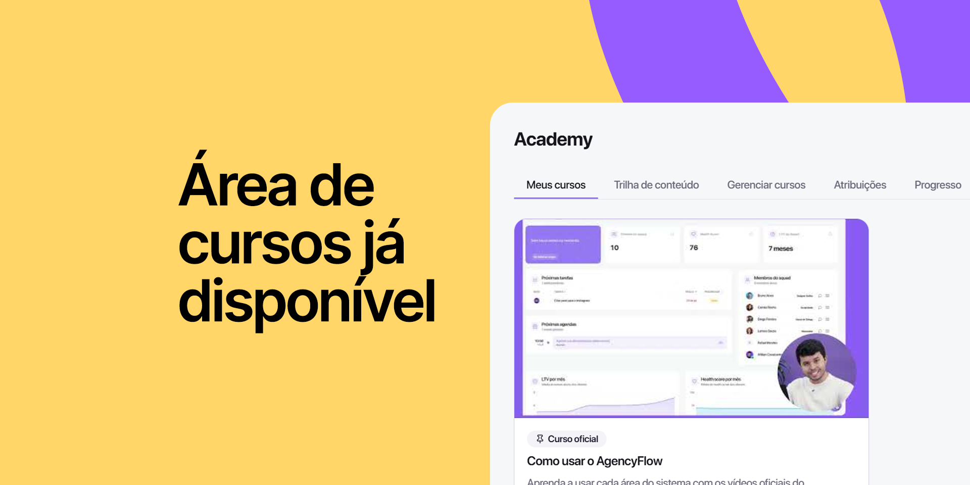 Capa do lançamento da AgencyFlow Academy, plataforma de cursos para agências