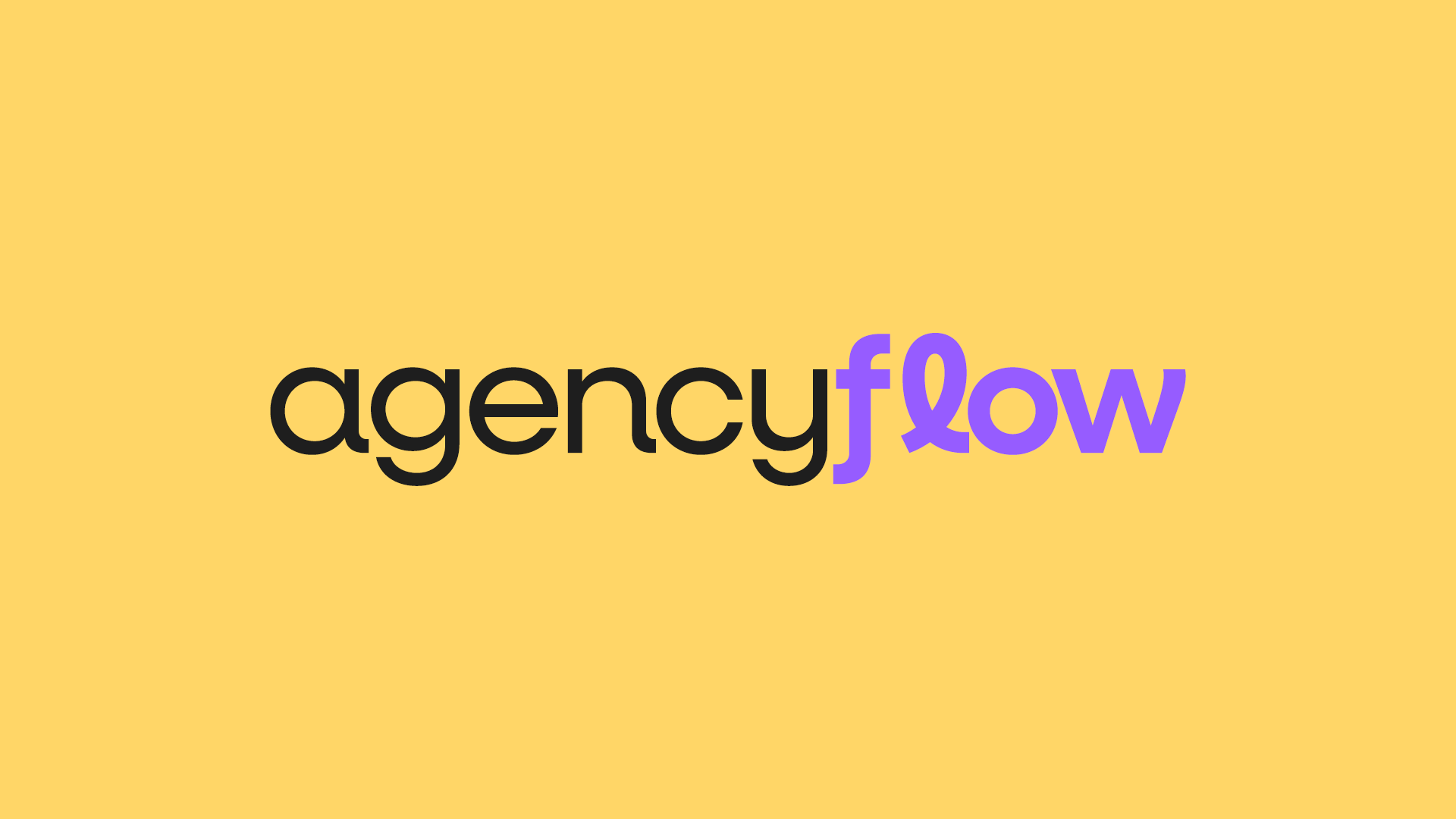 Logo oficial do AgencyFlow em fundo amarelo, representando o sistema de gestão para agências de marketing
